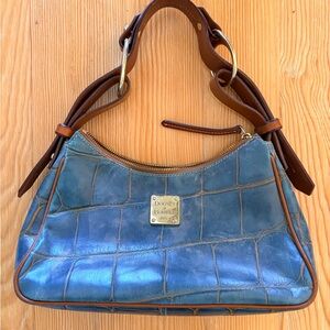 Dooney & Bourke Vintage Harrison Nile Blue Croc-Embossed Medium Hobo Bag